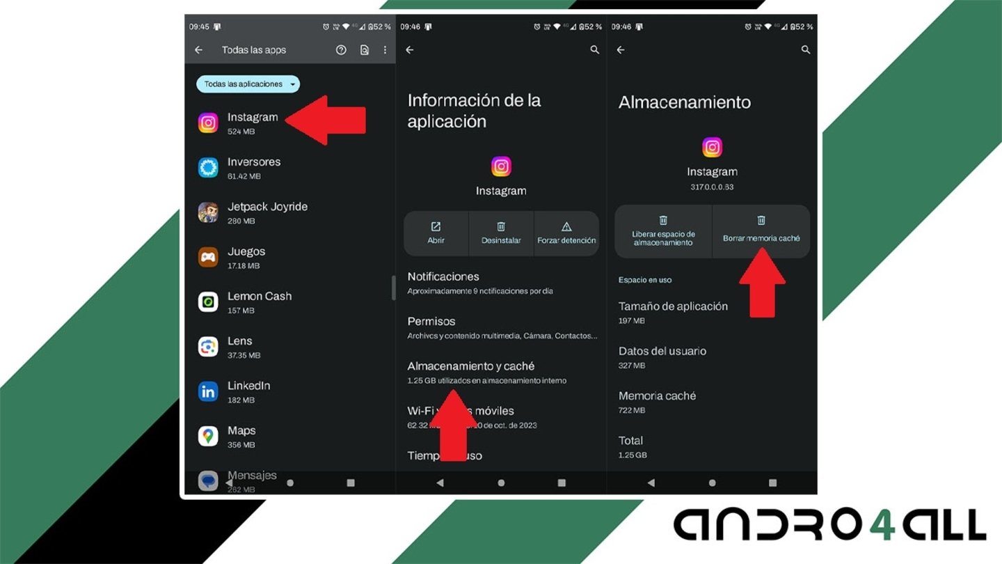 Eliminar memoria cache de la app de Instagram en Android
