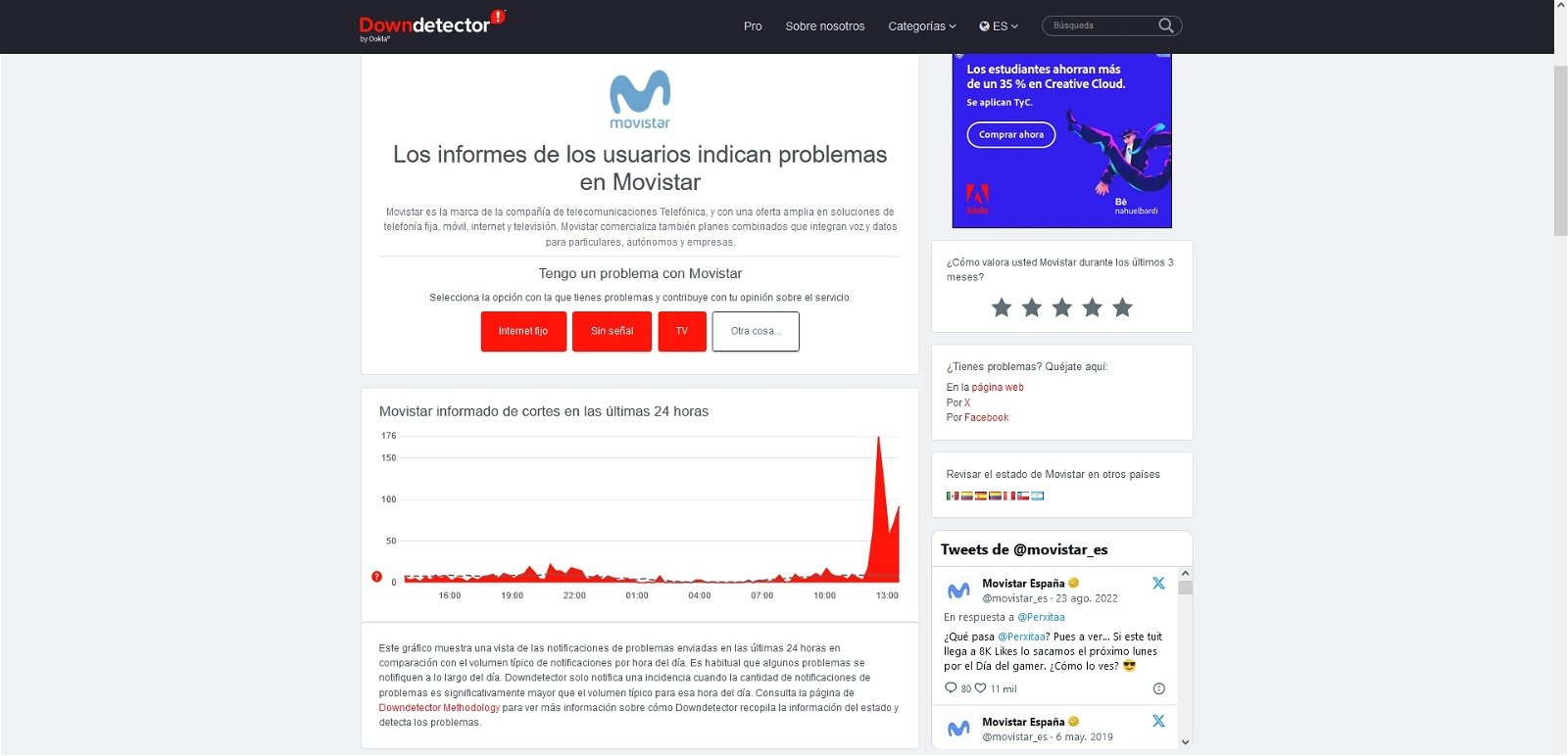 La fibra de Telefónica sufre una caída: el Internet de Movistar, Digi y O2 no funciona