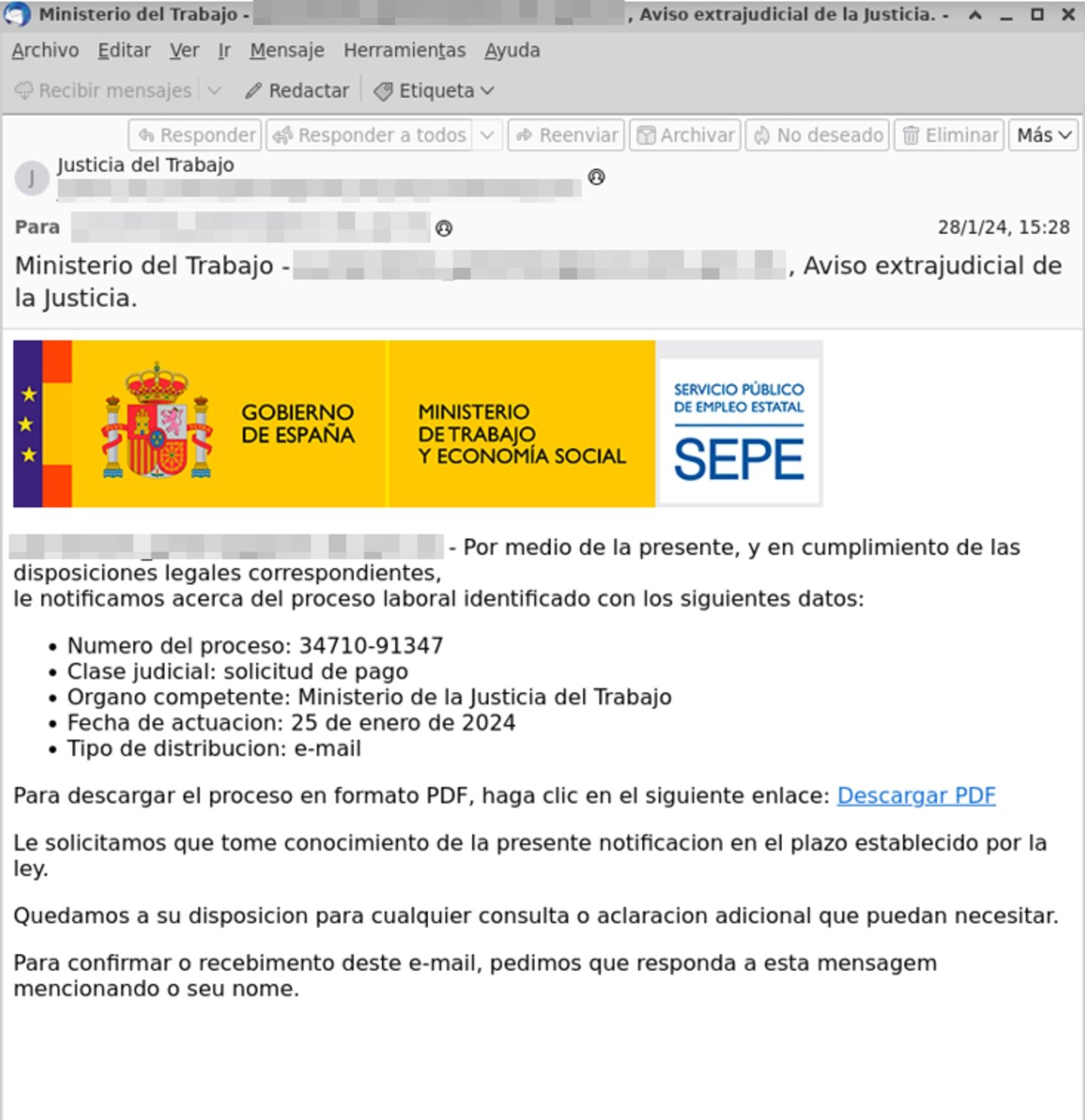 La nueva estafa que suplanta al SEPE: cuidado si recibes este correo